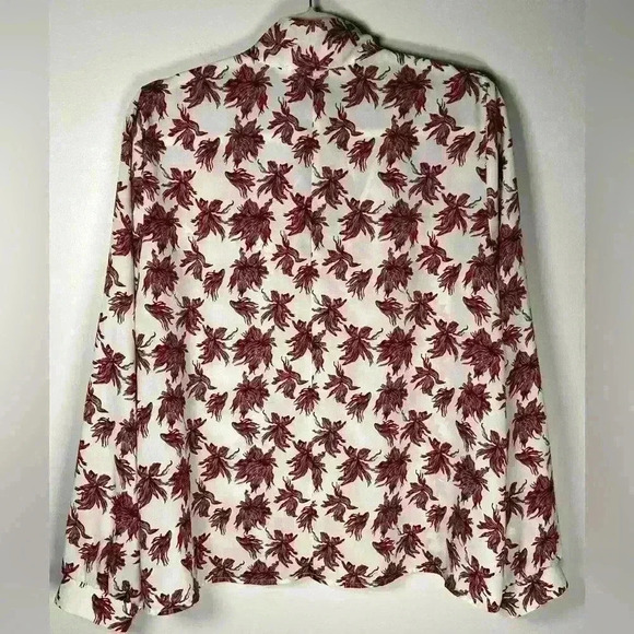 ASTR The Label Long Sleeve Bow Neck Lightweight Sheer Floral Blouse Size Medium - Picture 5 of 10